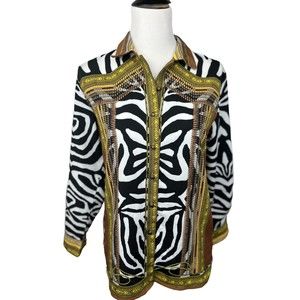 Minaa Monroe Safari Blouse. Silky Feel. Size Small.